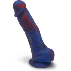 Red & Blue Swirly Silicone Dildo - Handmade!